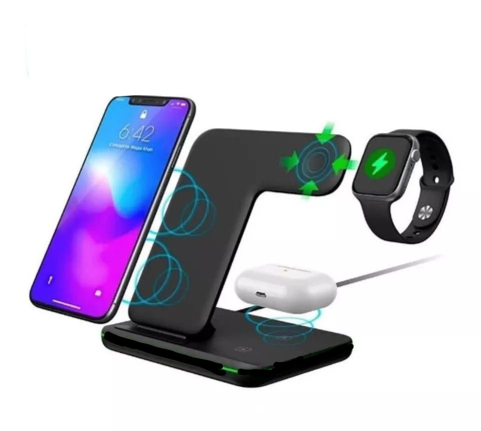 3-in-1 Wireless Charging Station – Fast Charger for Phone, Watch & Earbuds