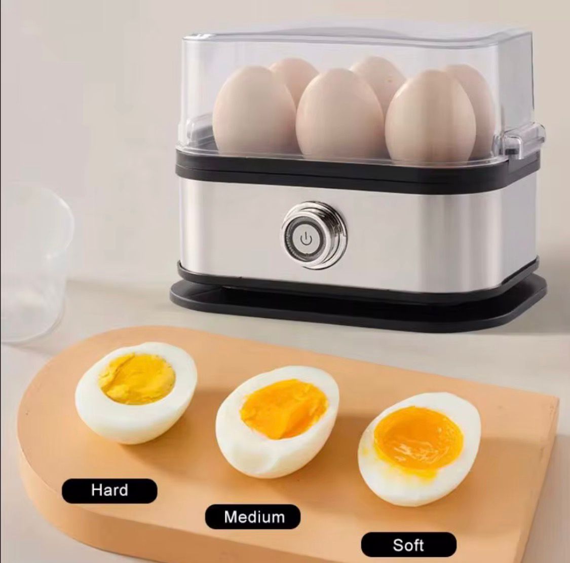 Stainless Steel Egg Cooker for 6 Eggs with Time Control for Hardness Adjustment – Kitchen Accessory 🍳
