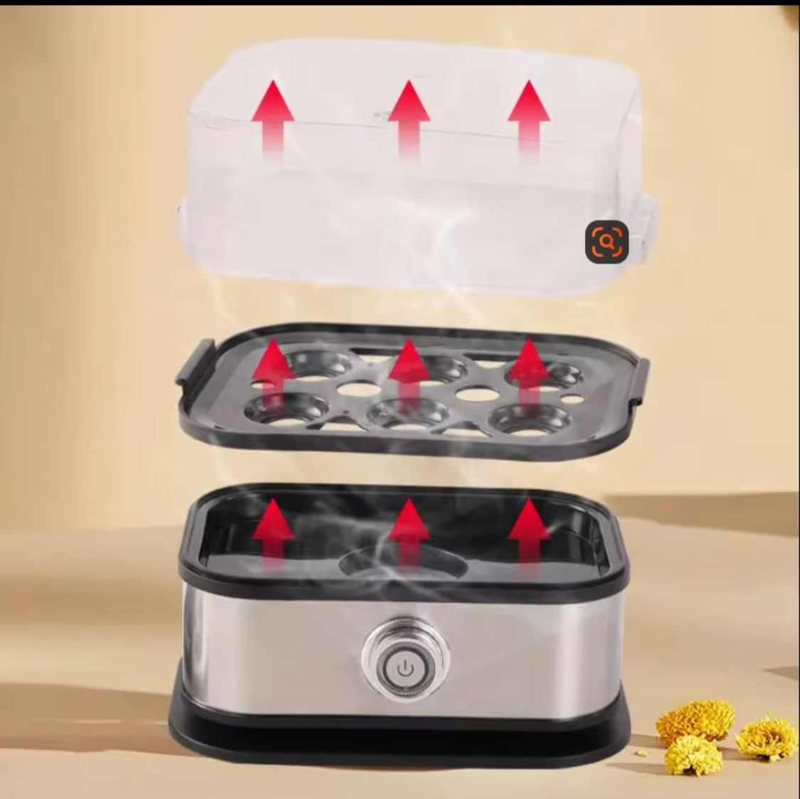 Stainless Steel Egg Cooker for 6 Eggs with Time Control for Hardness Adjustment – Kitchen Accessory 🍳