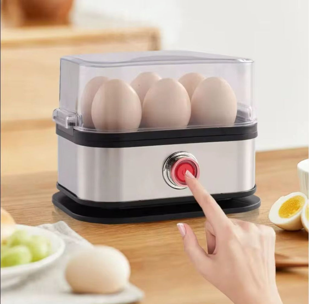Stainless Steel Egg Cooker for 6 Eggs with Time Control for Hardness Adjustment – Kitchen Accessory 🍳